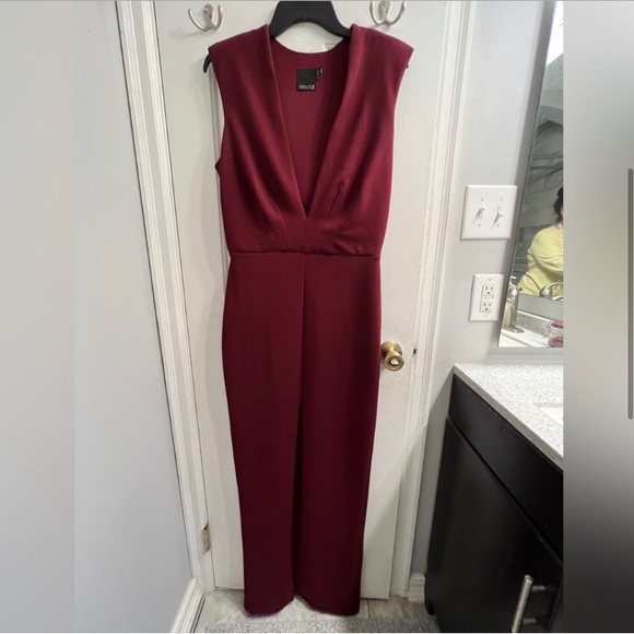 SOLD ASOS Plunge Neck Long Burgundy Dress - Picture 2 of 2